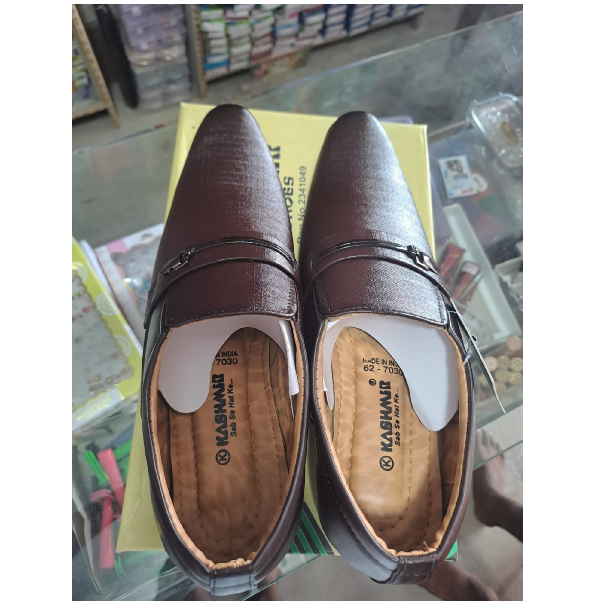 KASHMR Men's Formal Brown Slip-On Shoes