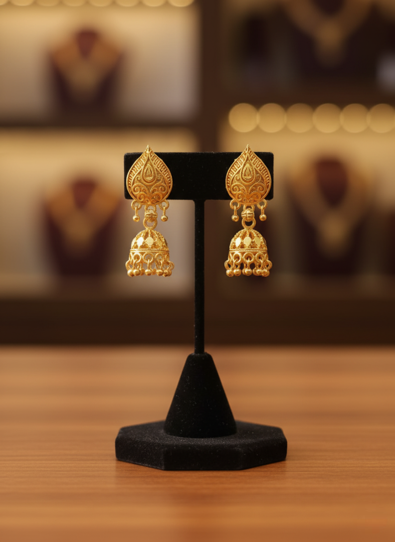 Traditional Gold Jhumka Earrings
